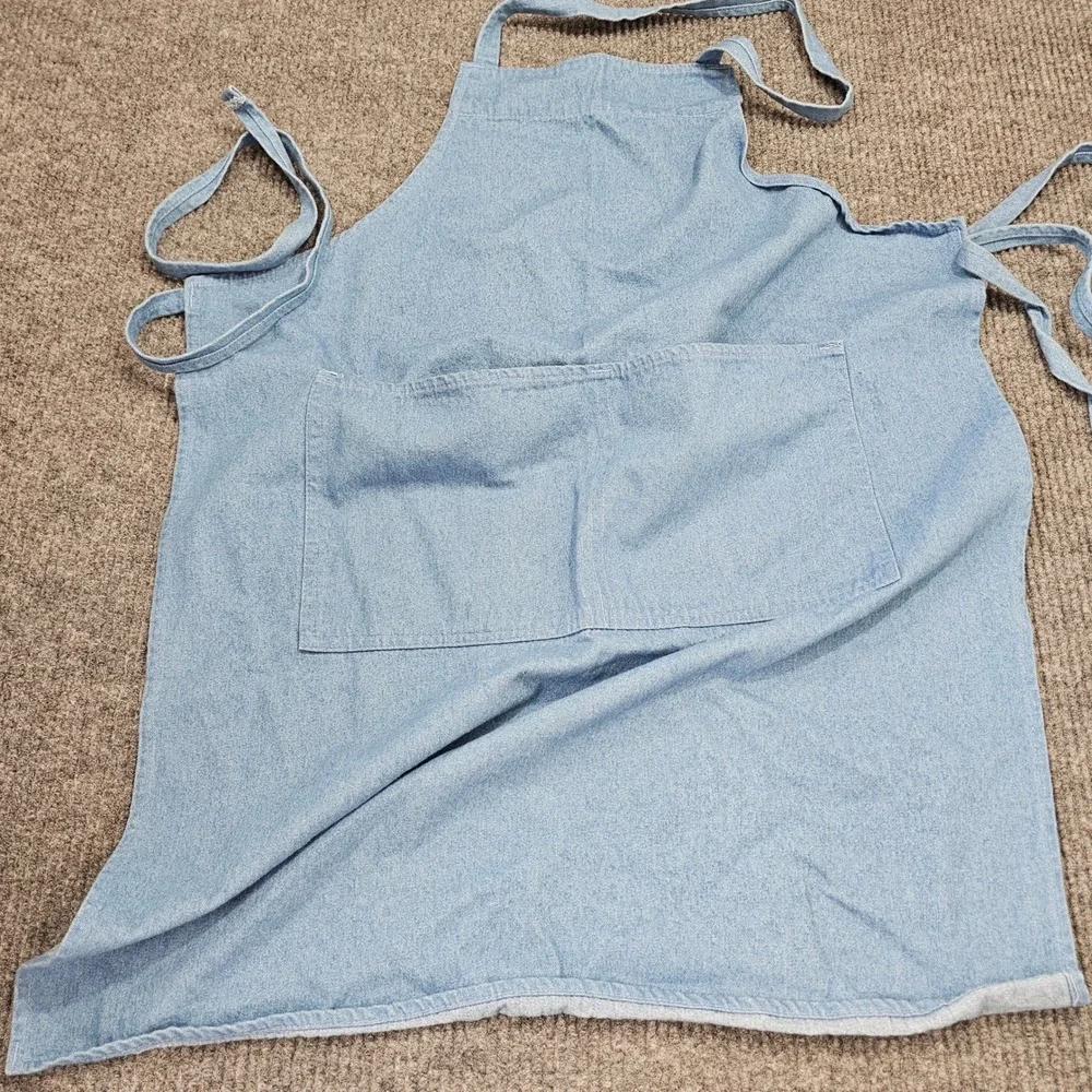 Denim Apron Blue Bib Style Utility Two Front Pockets